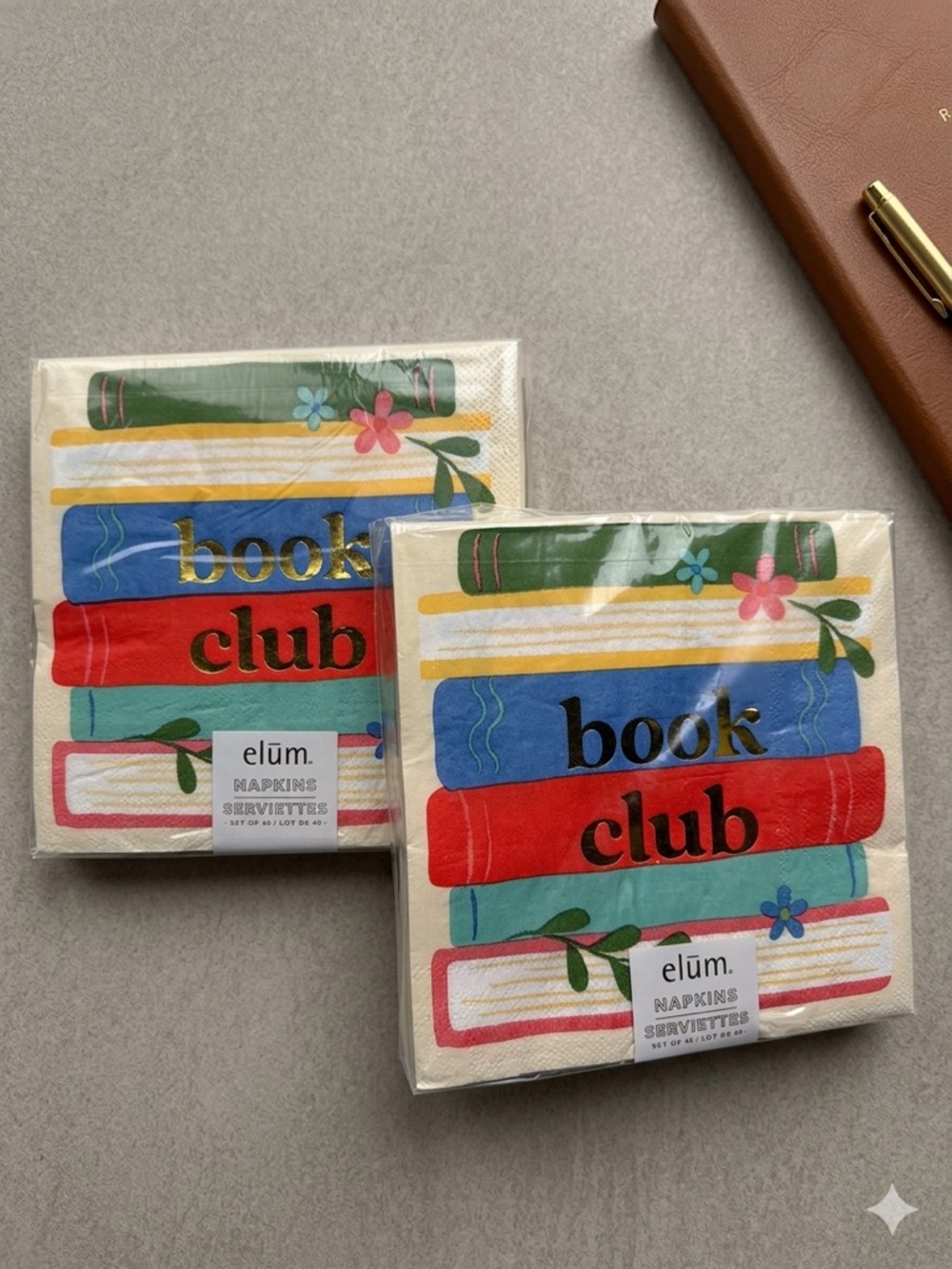 Elum Designs Book Club Napkins Set of 2 (80 Total) - New